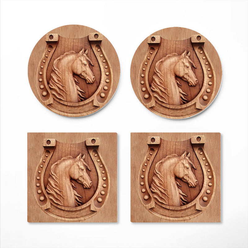 Horse Wood Ceramic Decor Coaster - Gift Idea