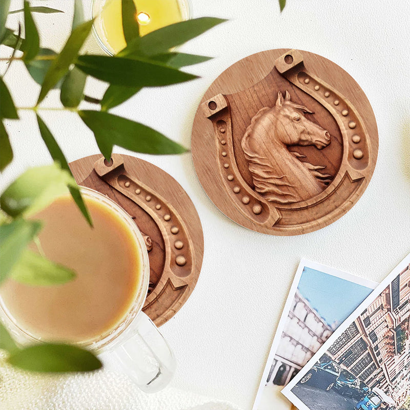 Horse Wood Ceramic Decor Coaster - Gift Idea