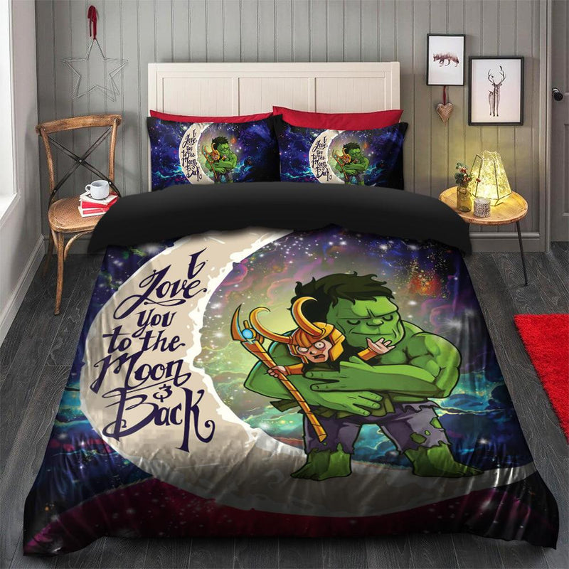 Hulk And Loki Love You To The Moon Galaxy Bedding Set Duvet Cover And 2 Pillowcases Nearkii