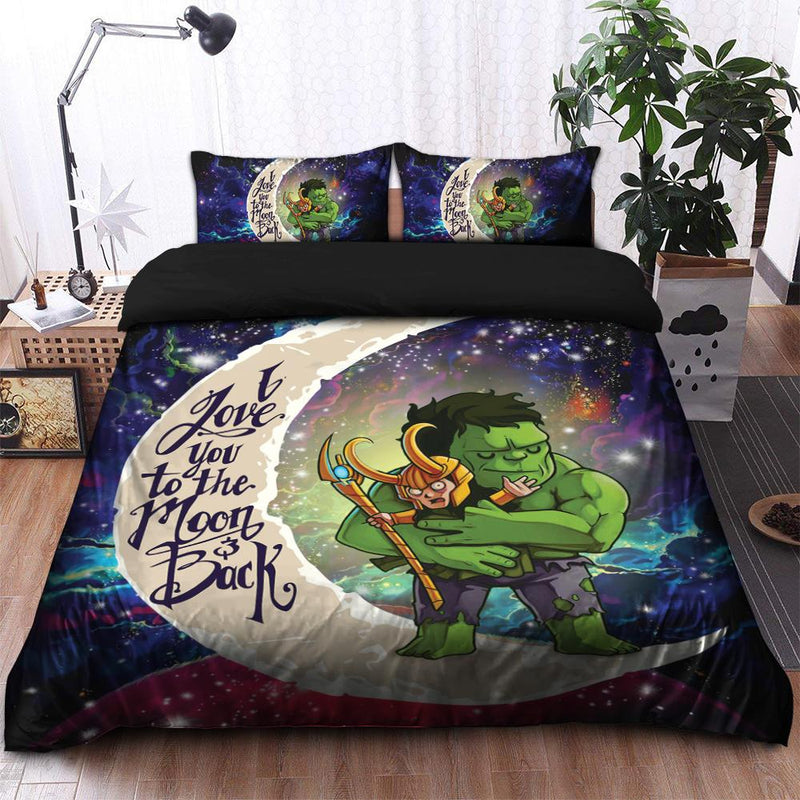 Hulk And Loki Love You To The Moon Galaxy Bedding Set Duvet Cover And 2 Pillowcases Nearkii