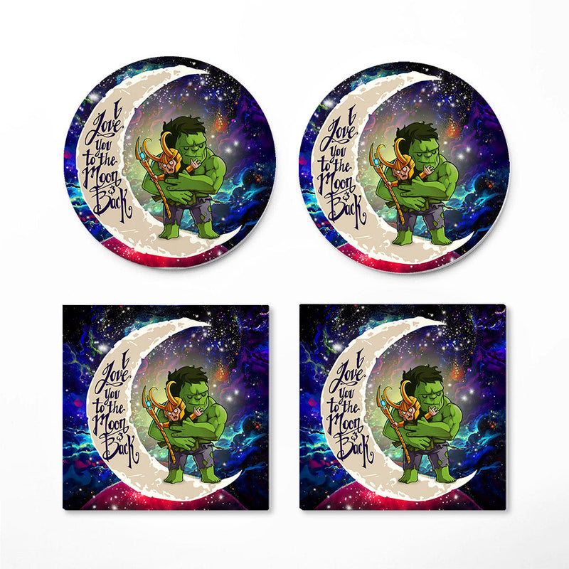 Hulk And Loki Love You To The Moon Galaxy Ceramic Decor Coaster - Gift Idea