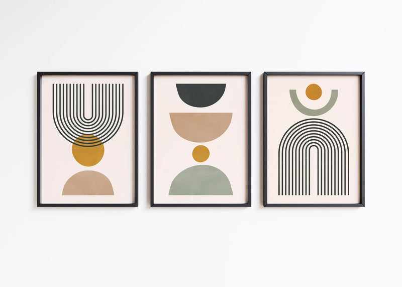 Mid Century Modern Art Prints Set of 3 Unframed