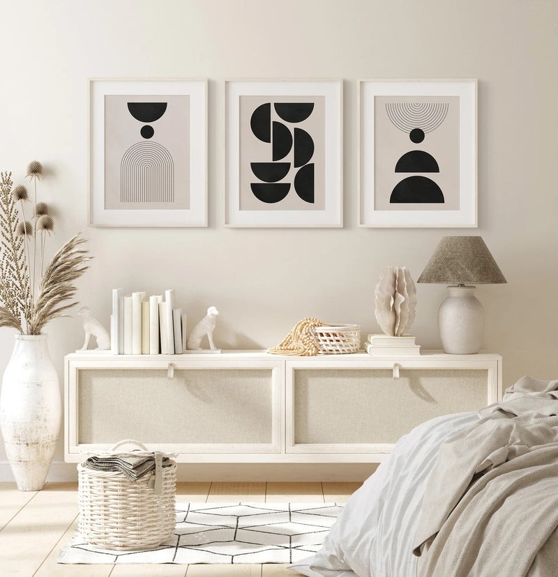 Black & White Art Prints Set Of 3 Unframed