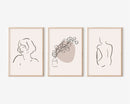 Simple Vintage Line Wall Art Prints Set of 3 Unframed