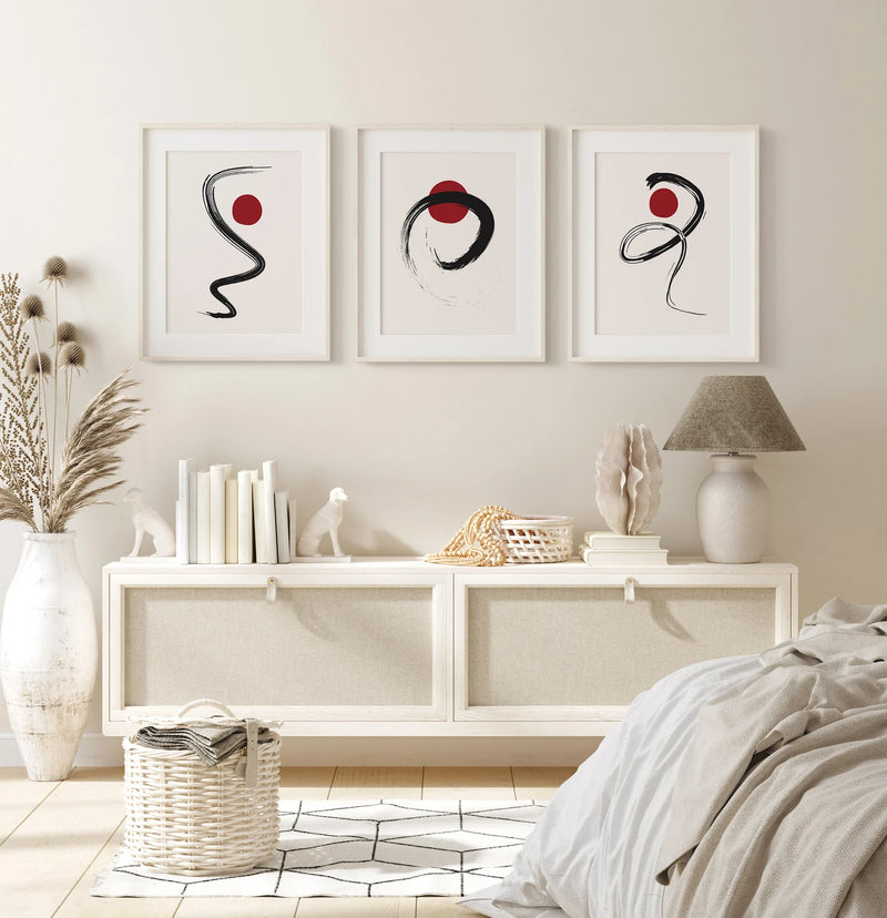 Modern Japan Style Art Prints Set of 3 Unframed