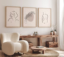 Simple Vintage Line Wall Art Prints Set of 3 Unframed