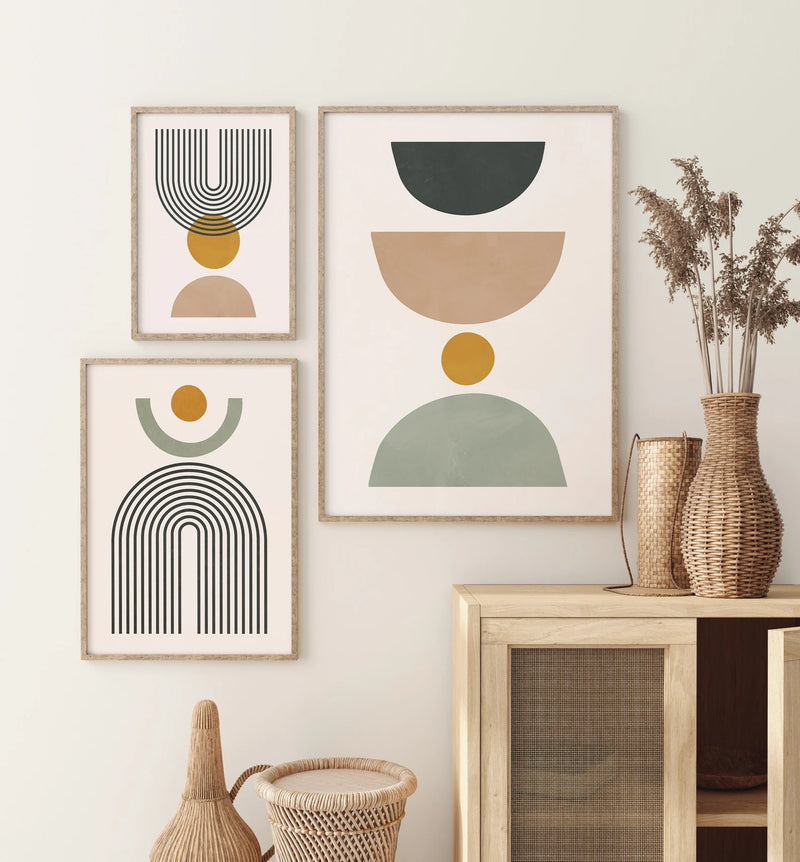 Mid Century Modern Art Prints Set of 3 Unframed