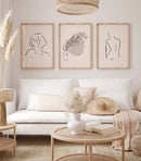 Simple Vintage Line Wall Art Prints Set of 3 Unframed