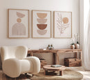 Aesthetic Bohemian Abstract Wall Art Vintage Floral Art Prints Set of 3 Unframed