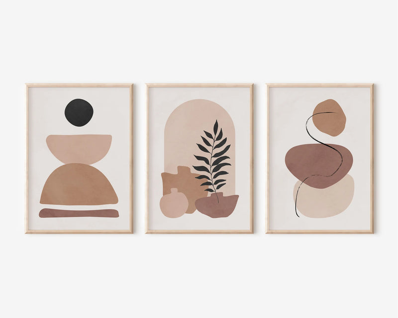 Minimal Neutral Abstract Art Prints Set of 3 Unframed