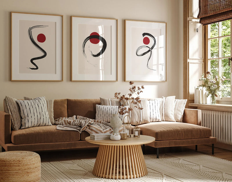 Modern Japan Style Art Prints Set of 3 Unframed