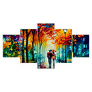 Abstract Walking Couple Romantic Scene 5 Piece Canvas Wall Art - Modern Home Decor