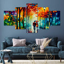 Abstract Walking Couple Romantic Scene 5 Piece Canvas Wall Art - Modern Home Decor