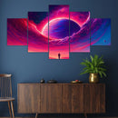 Vaporwave Galaxy Space Human Silhouette 5 Piece Canvas Wall Art - Modern Home Decor