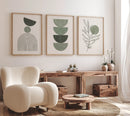 Vintage Sage Green Boho Wall Art Prints Set of 3 Unframed