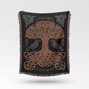 Yggdrasil Viking Norse Tree of Life Woven Throw Blanket