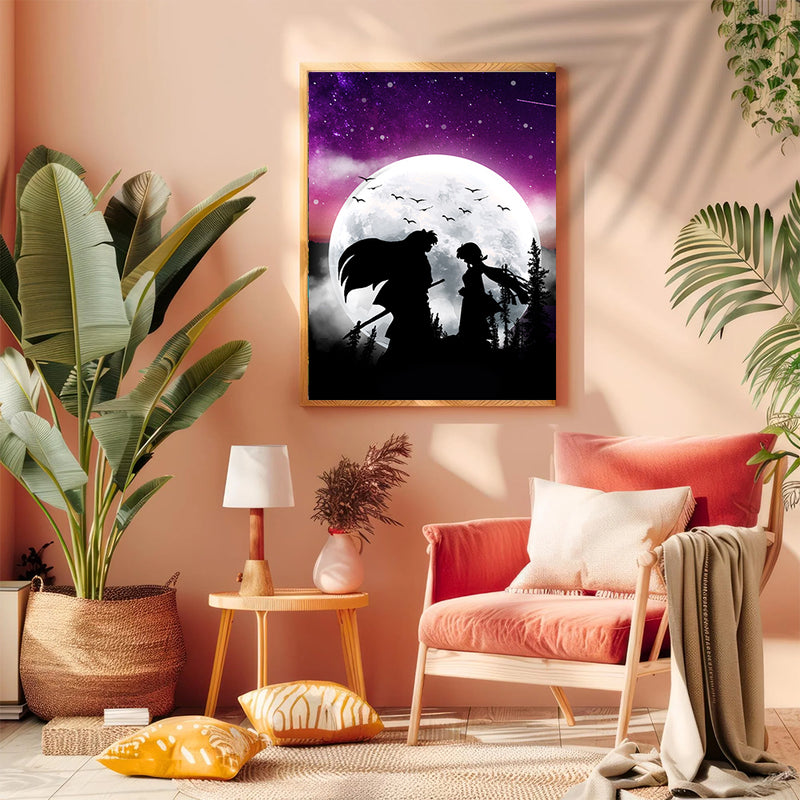 Inuyasha Couple Moon Night - Living Room - Canvas Wall Art - Print - Wall Decor