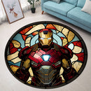 Iron Man Stained Glass Round Rug