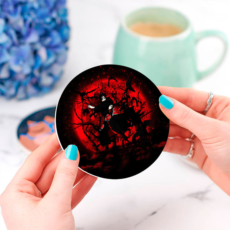 Itachi Moon Red Ceramic Decor Coaster - Gift Idea