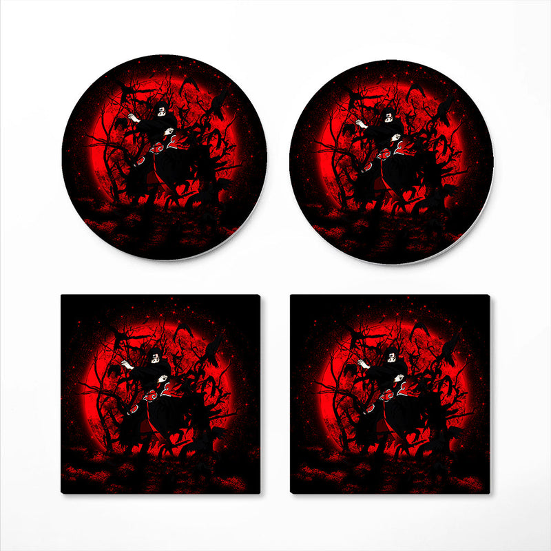 Itachi Moon Red Ceramic Decor Coaster - Gift Idea