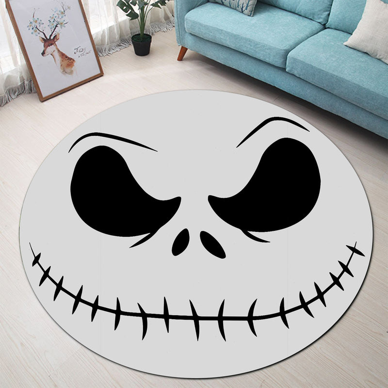 Jack Skellington Nightmare Before Christmas Gray Face Round Rug