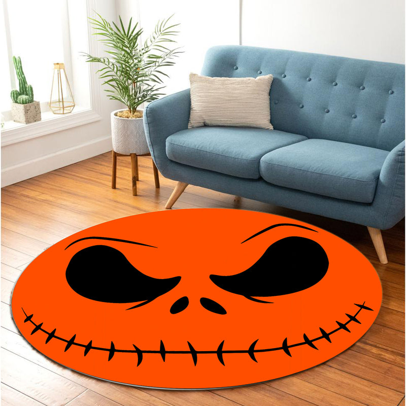Jack Skellington Nightmare Before Christmas Orange Face Round Rug