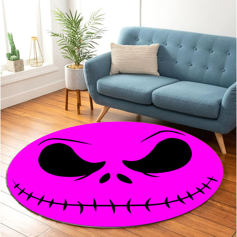 Jack Skellington Nightmare Before Christmas Pink Face Round Rug
