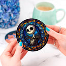 Jack Skellington Christmas Stained Glass Decor Coaster - Gift Idea