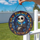 Jack Skellington Nightmare Round Stained Glass Suncatcher