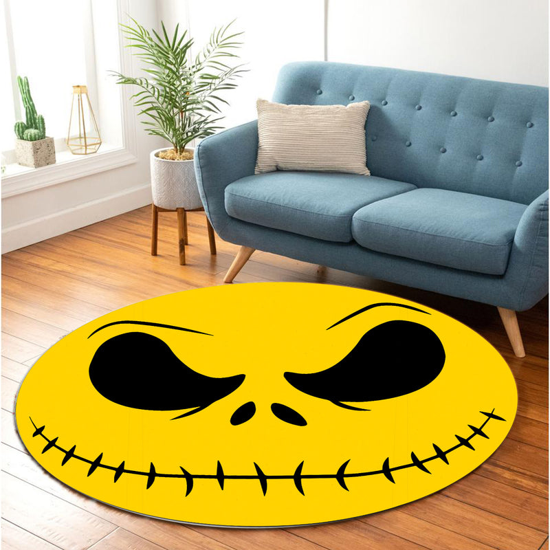 Jack Skellington Nightmare Before Christmas Yellow Face Round Rug