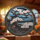 Japan Circle Cherry Blosssom Stained Glass Suncatcher