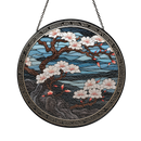 Japan Circle Cherry Blosssom Stained Glass Suncatcher