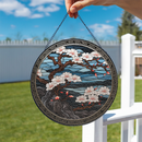 Japan Circle Cherry Blosssom Stained Glass Suncatcher