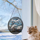 Japan Sakura Round Stained Glass Suncatcher