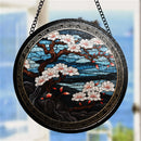 Japan Sakura Round Stained Glass Suncatcher