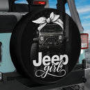 White Jeep Girl US Flag Car Spare Tire Cover