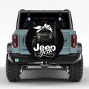 White Jeep Girl US Flag Car Spare Tire Cover