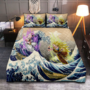 Kid Buu Vs Goku Dragon Ball The Great Wave Japan Quilt Bed Sets