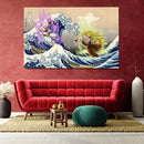 Kid Buu Vs Goku Dragon Ball The Great Wave Japan - Living Room - Canvas Wall Art - Print - Wall Decor
