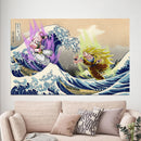 Kid Buu Vs Goku Dragon Ball The Great Wave Japan - Living Room - Canvas Wall Art - Print - Wall Decor