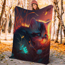 Kitten Bedded Down In The Grass Safe And Cozy Fireflies Moonlight Premium Blanket
