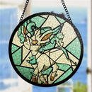 Leafeon Eevee Evolution Pokemon Round Stained Glass Suncatcher