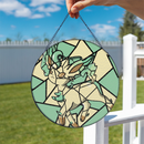 Leafeon Eevee Evolution Pokemon Round Stained Glass Suncatcher