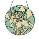 Leafeon Eevee Evolution Pokemon Round Stained Glass Suncatcher