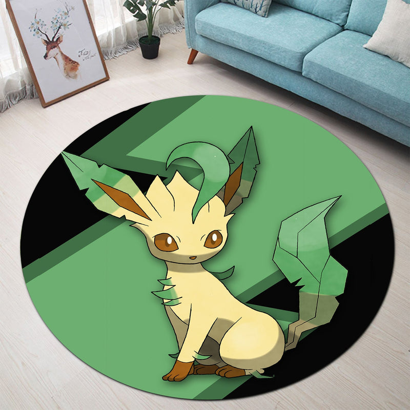 Leafeon Eevee Evolution Pokemon Round Rug