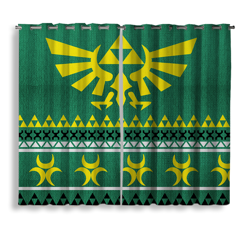 Legend Of Zelda Green Christmas Window Curtain