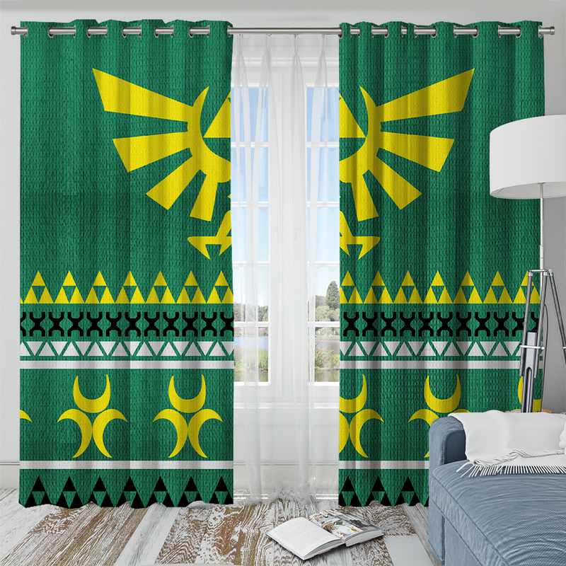 Legend Of Zelda Green Christmas Window Curtain