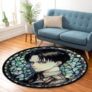 Levi Attack On Titans Anime Stained Glass Round Rug