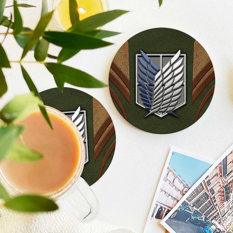 Attack On Titans Green Ceramic Decor Coaster - Gift Idea