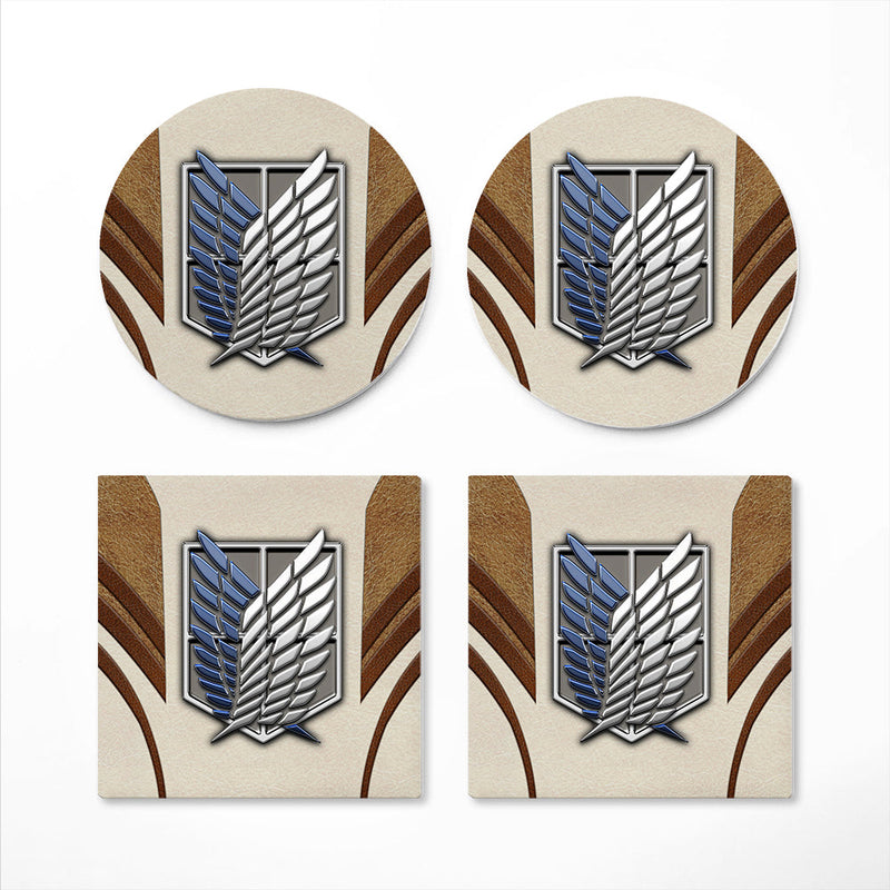 Attack On Titans White Ceramic Decor Coaster - Gift Idea